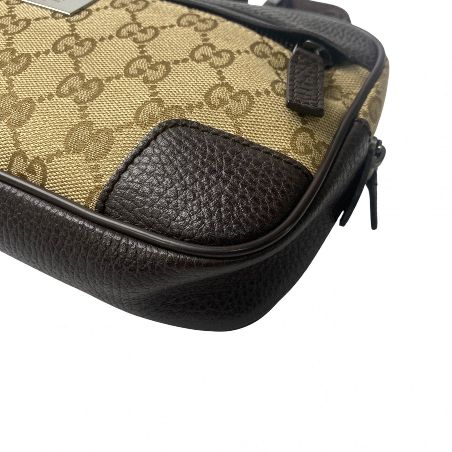 Gucci Brown Canvas Leather Pouch Sling Bag ( )