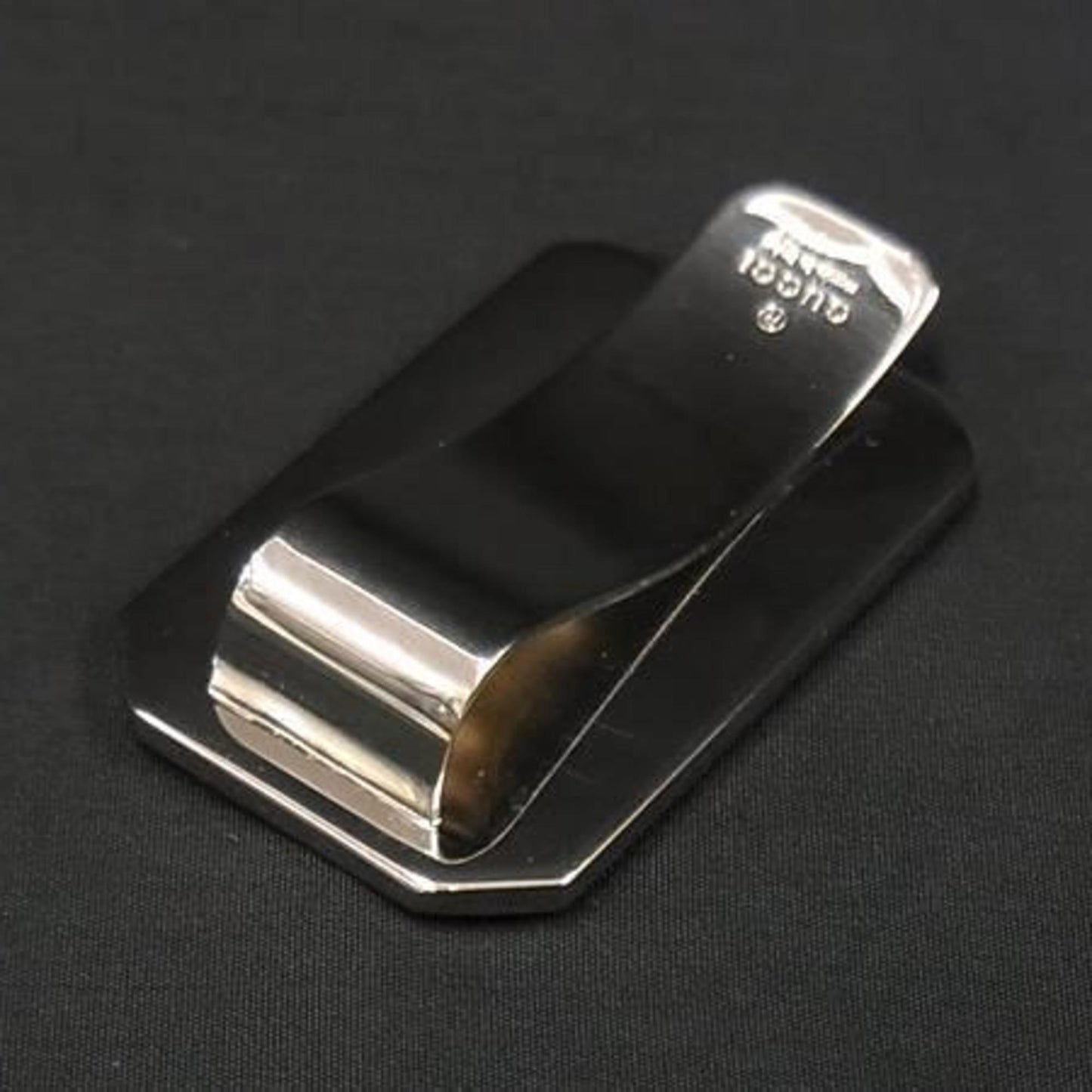 Gucci Silver Brown Leather Metal Money Clip ( )