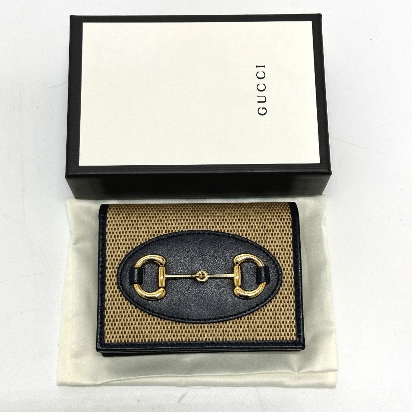Gucci Beige Canvas Leather Wallet (Tri-Fold) ( )