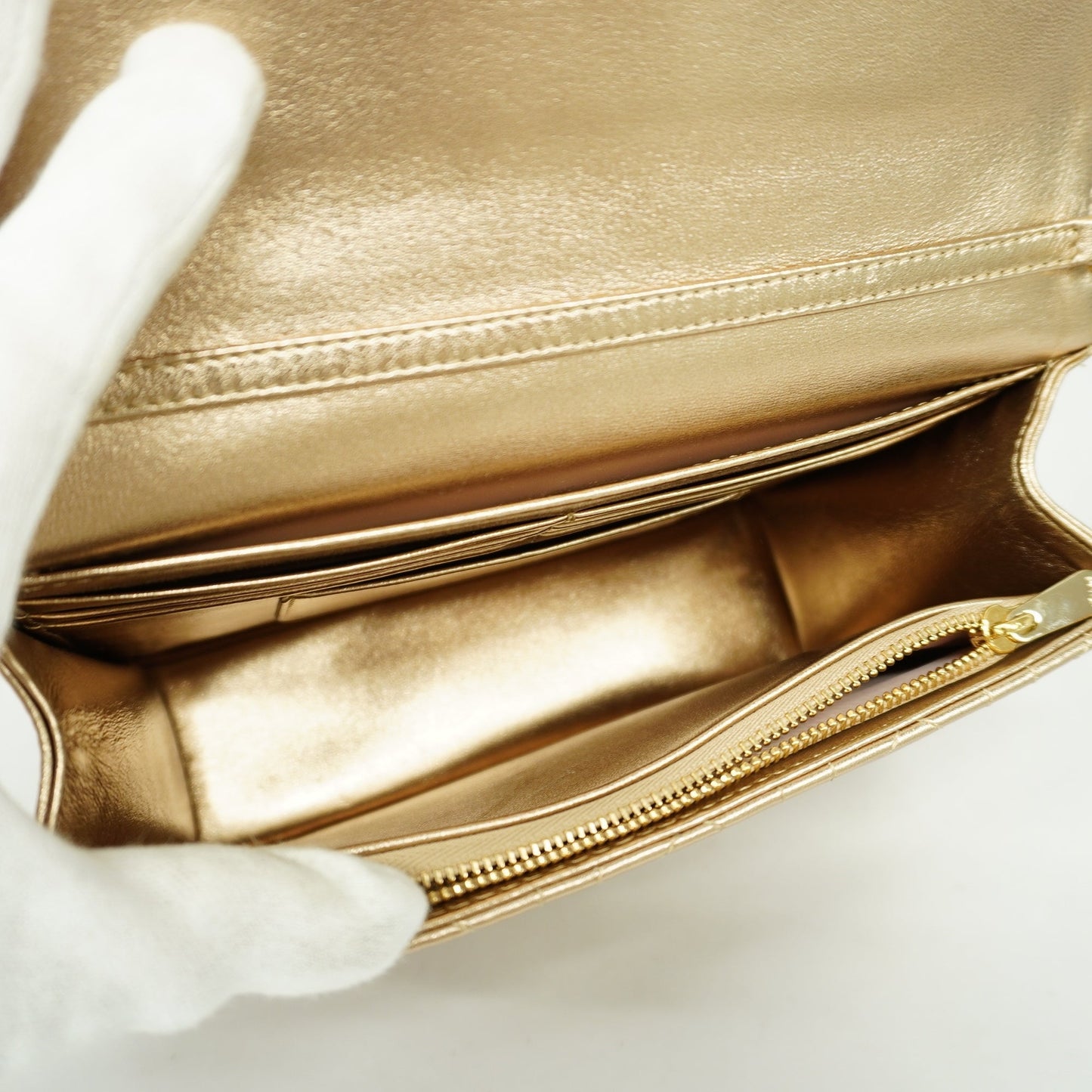CHRISTIAN DIOR Cannage/Lady Dior Women's Leather Clutch Bag Gold