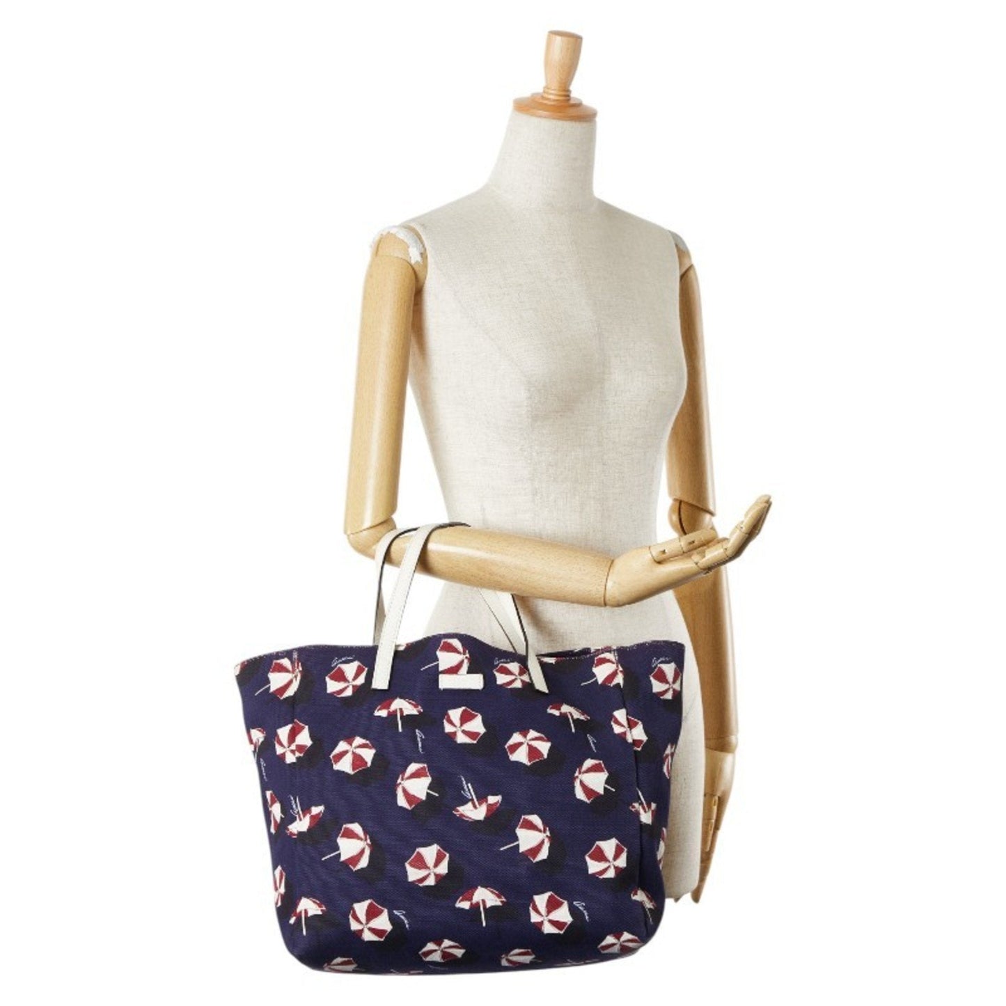 Gucci Multi-Color Navy Canvas Leather Handbag Tote Bag ( )