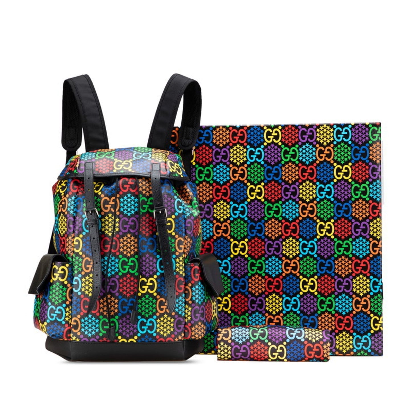 Gucci Black Multi-Color Pvc Leather Backpack ( )