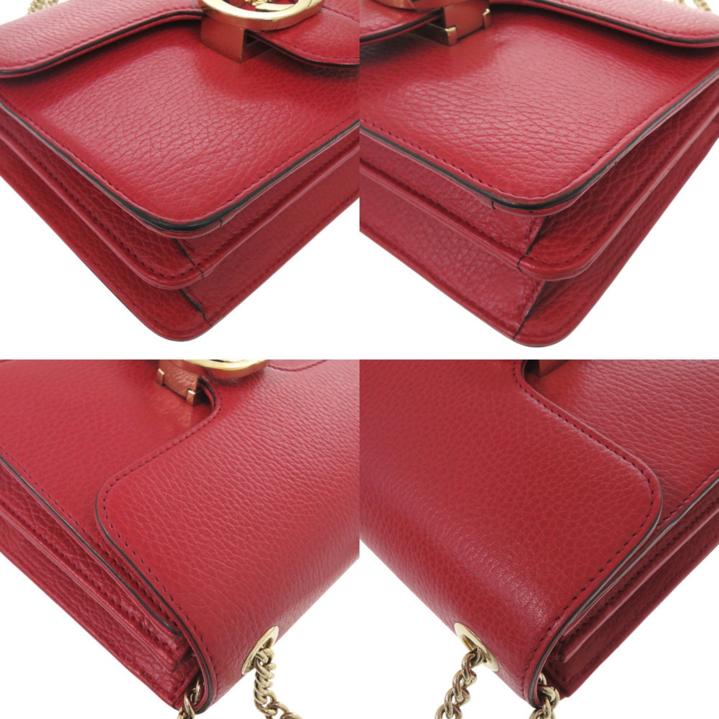 Gucci Red Color Leather Shoulder Bag ( )