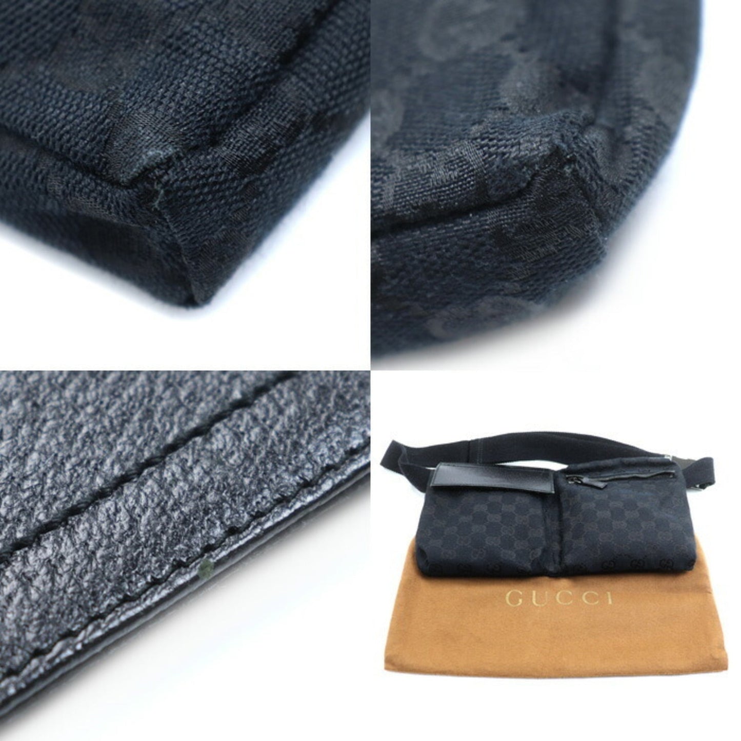 Gucci Black Gg Canvas Fanny Pack ( )
