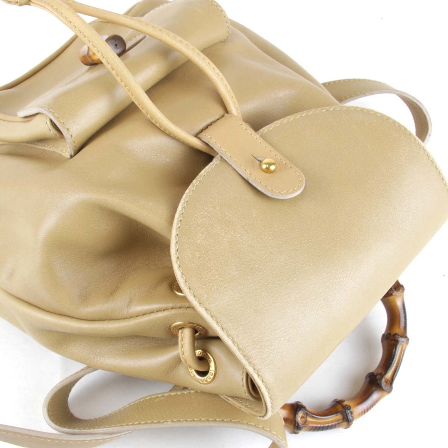 Gucci Bamboo Beige Leather Backpack ( )