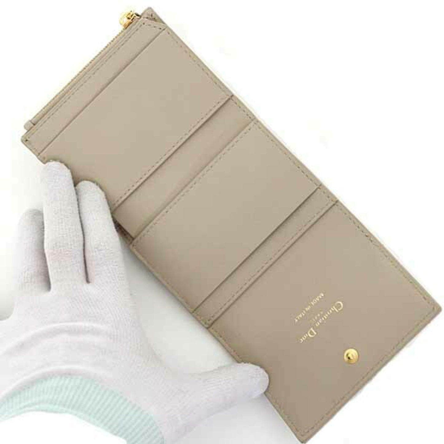 Christian Dior Beige Leather Wallet (Tri-Fold) ()