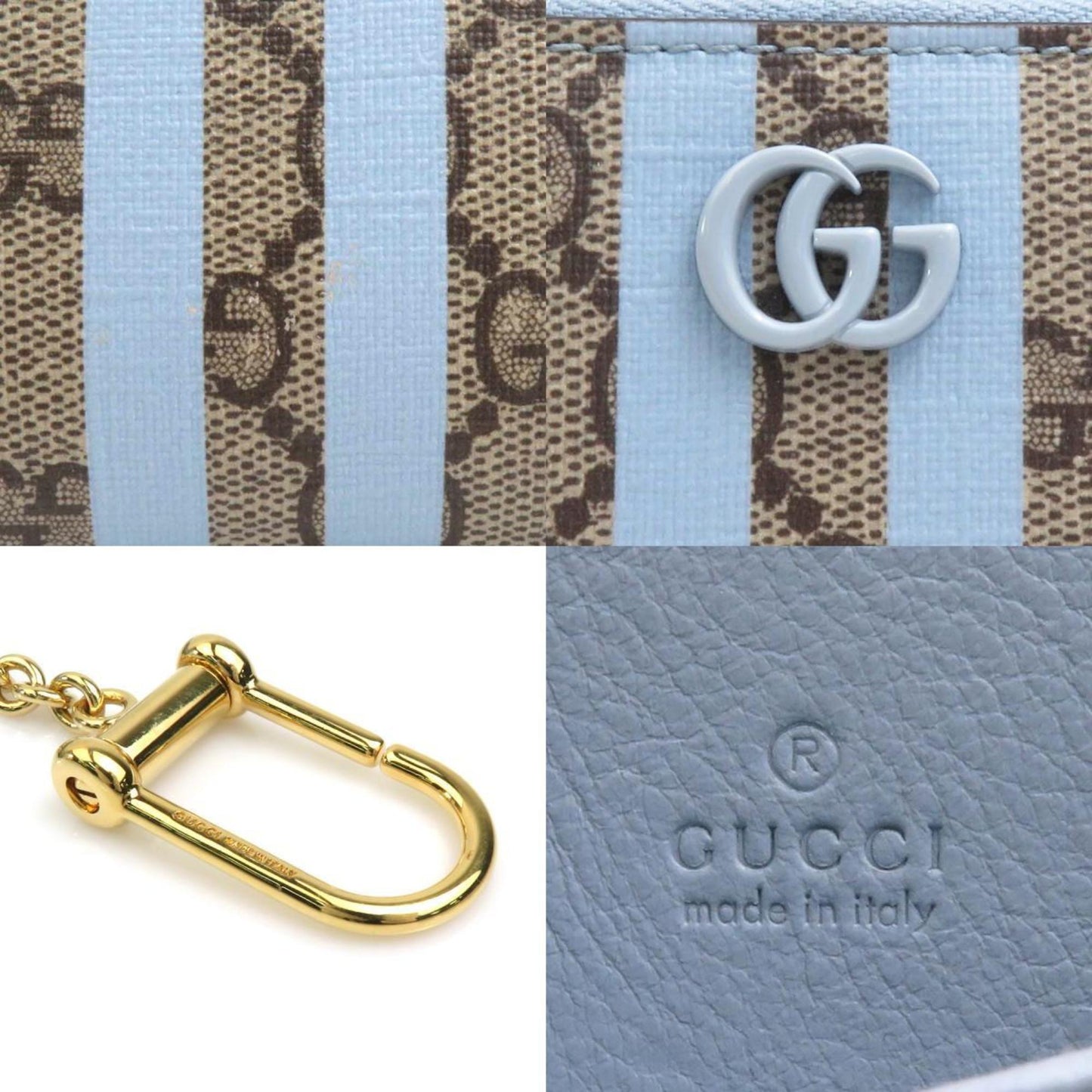 Gucci Blue Brown Gg Supreme Canvas Coin Purse/Coin Case