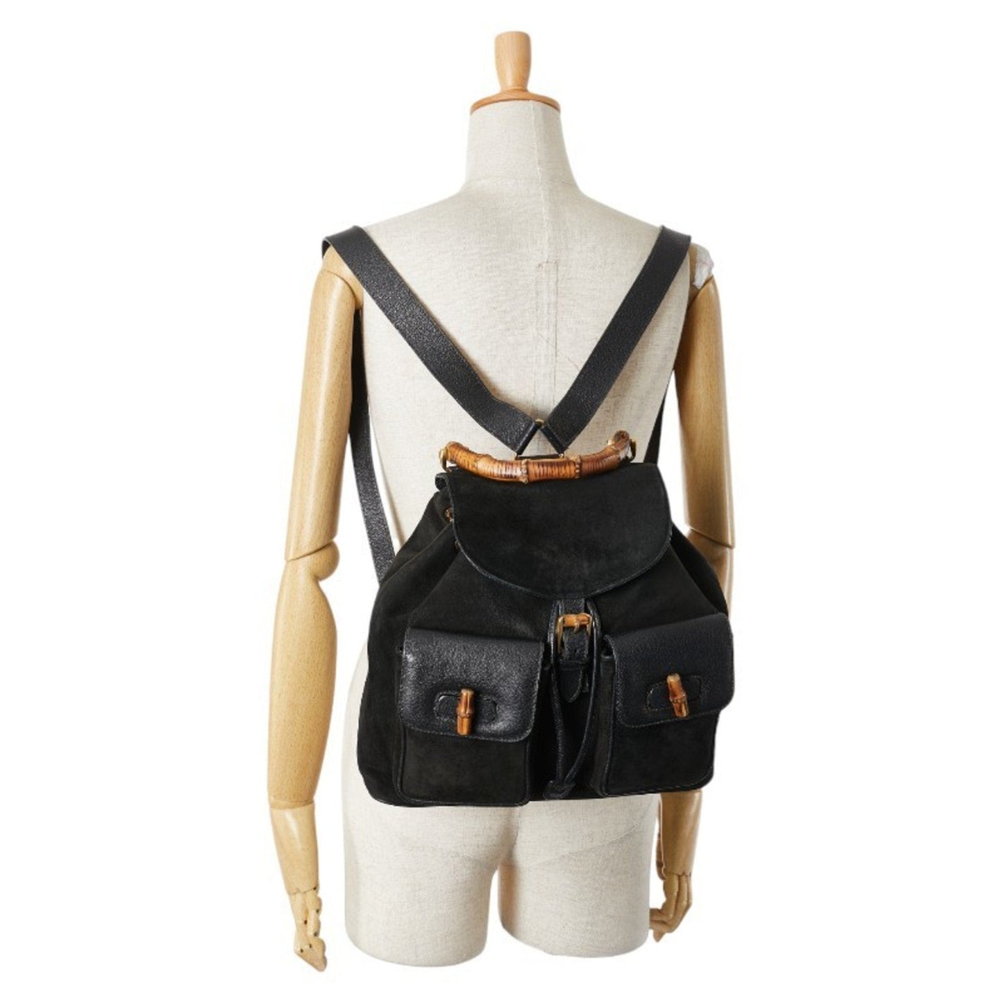 Gucci Black Suede Leather Backpack ( )