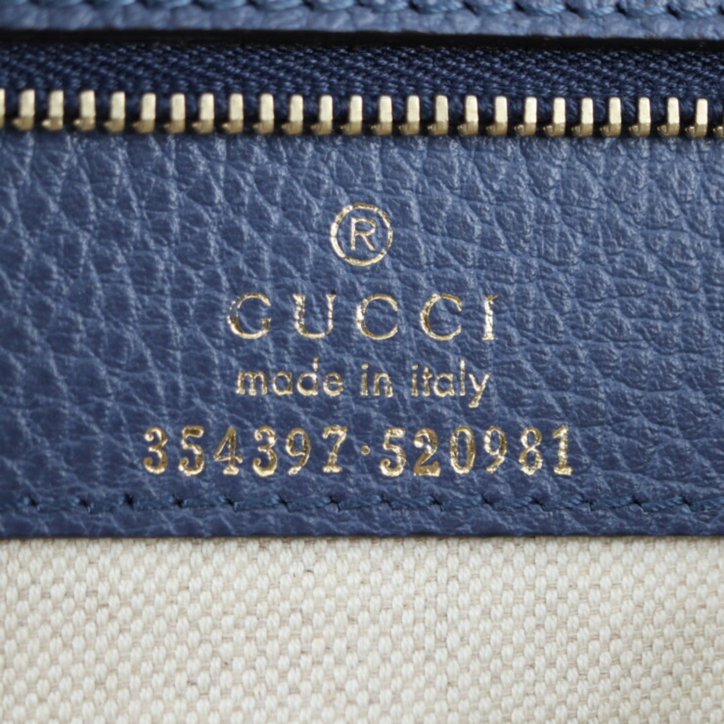 Gucci Navy Leather Handbag Shoulder Bag Tote Bag ( )