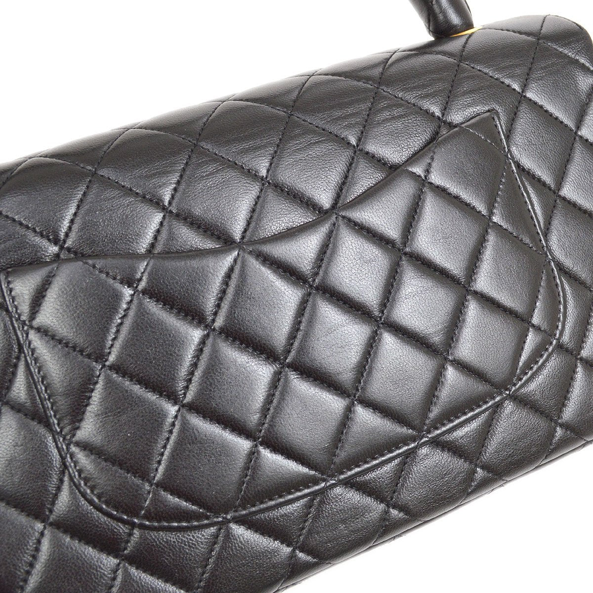 Chanel 1994 Classic Flap Top Handle Bag Medium Black Lambskin