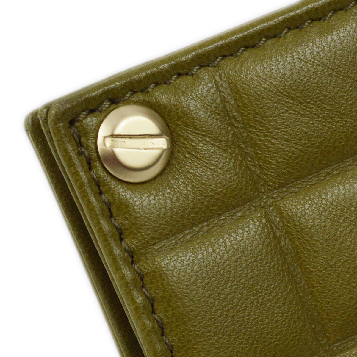 Chanel 2003-2004 Khaki Lambskin Choco Bar Card Case Small Good