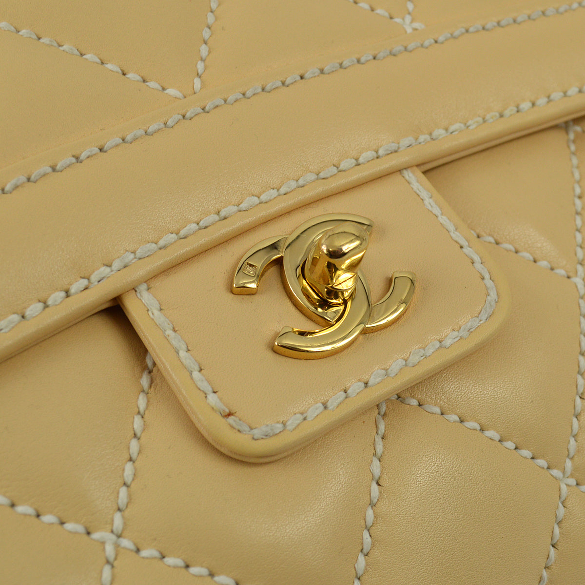 Chanel 2005-2006 Beige Calfskin Wild Stitch Handbag