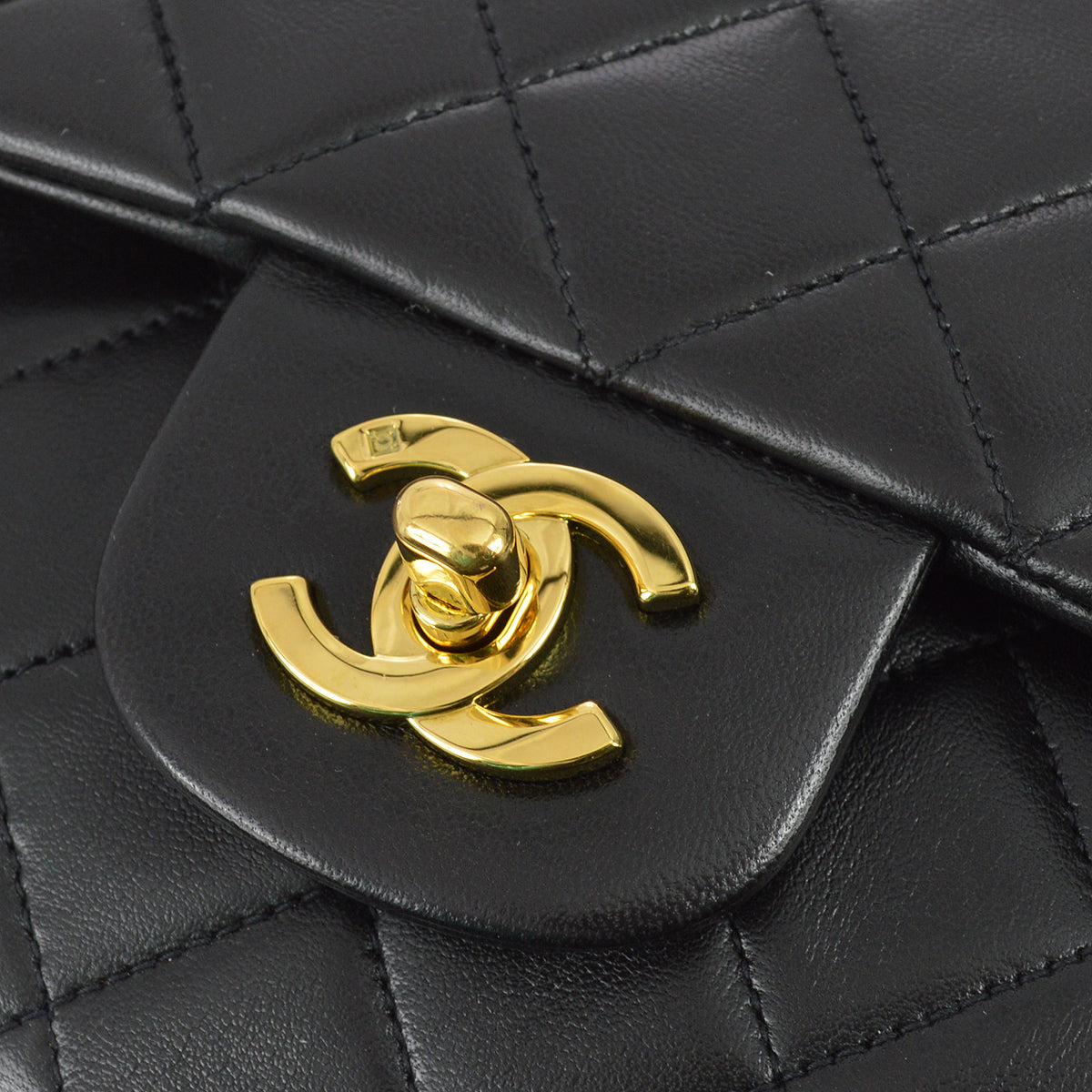 Chanel 1994-1996 Black Lambskin Medium Classic Double Flap Bag