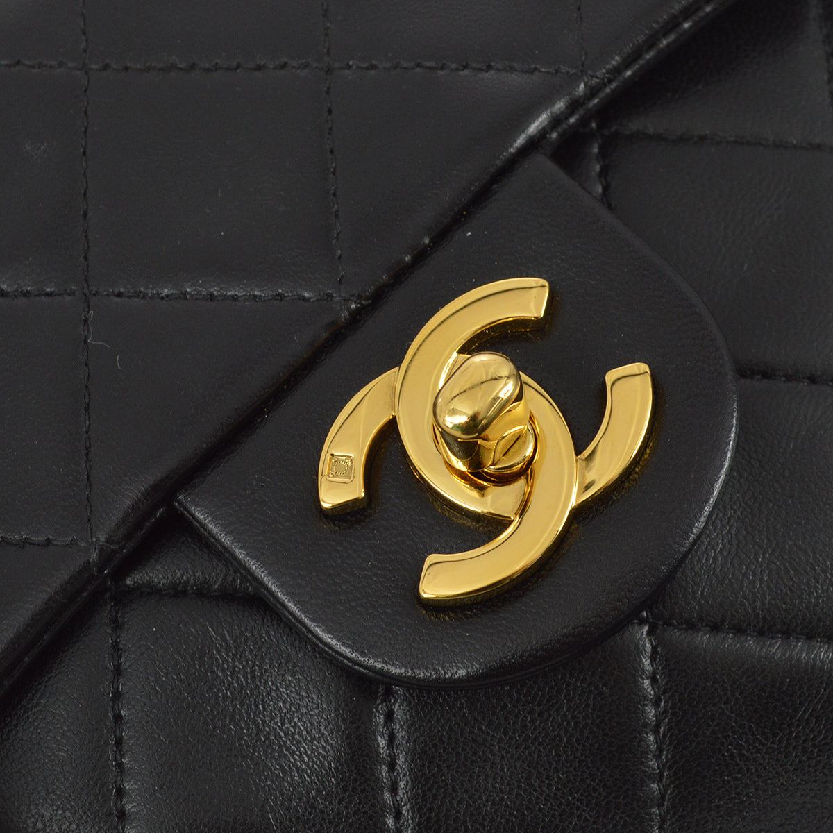 Chanel 1991-1994 Black Lambskin Mini Classic Square Flap Bag 17