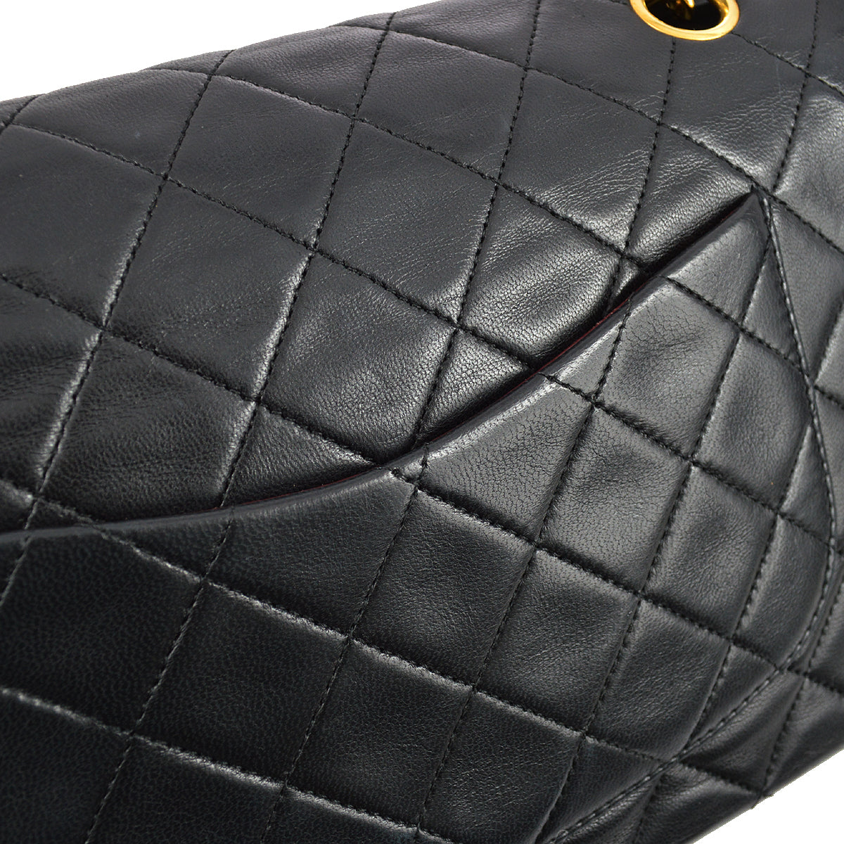 Chanel 1989-1991 Black Lambskin Medium Classic Double Flap Bag
