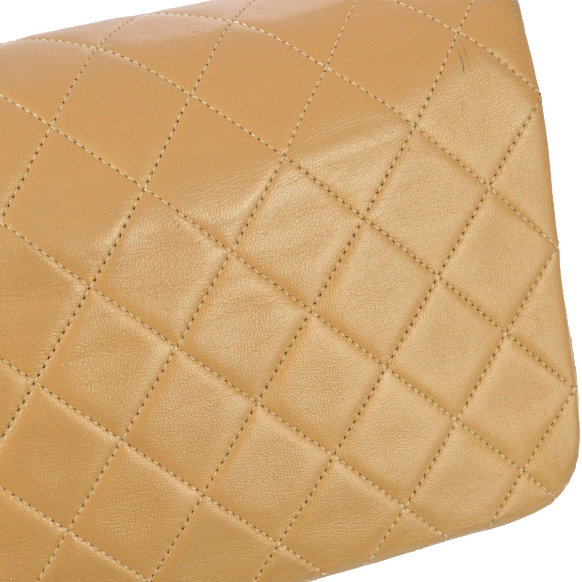 Chanel 1989-1991 Beige Lambskin Turnlock Small Full Flap Shoulder Bag