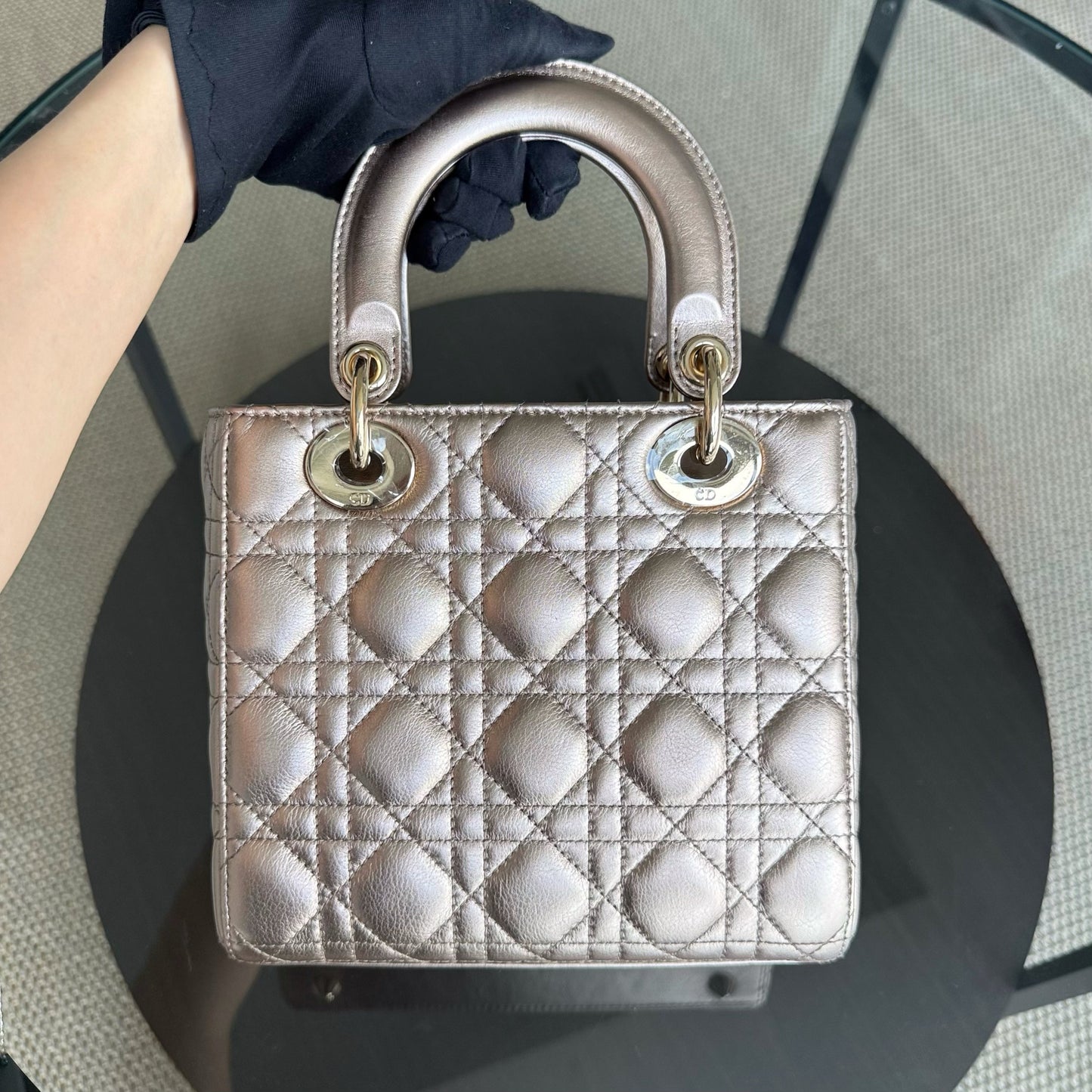 Dior Lady Small Flap ABC - Cannage Calfskin Rose Gold Metallic Gold Hardware MyABC