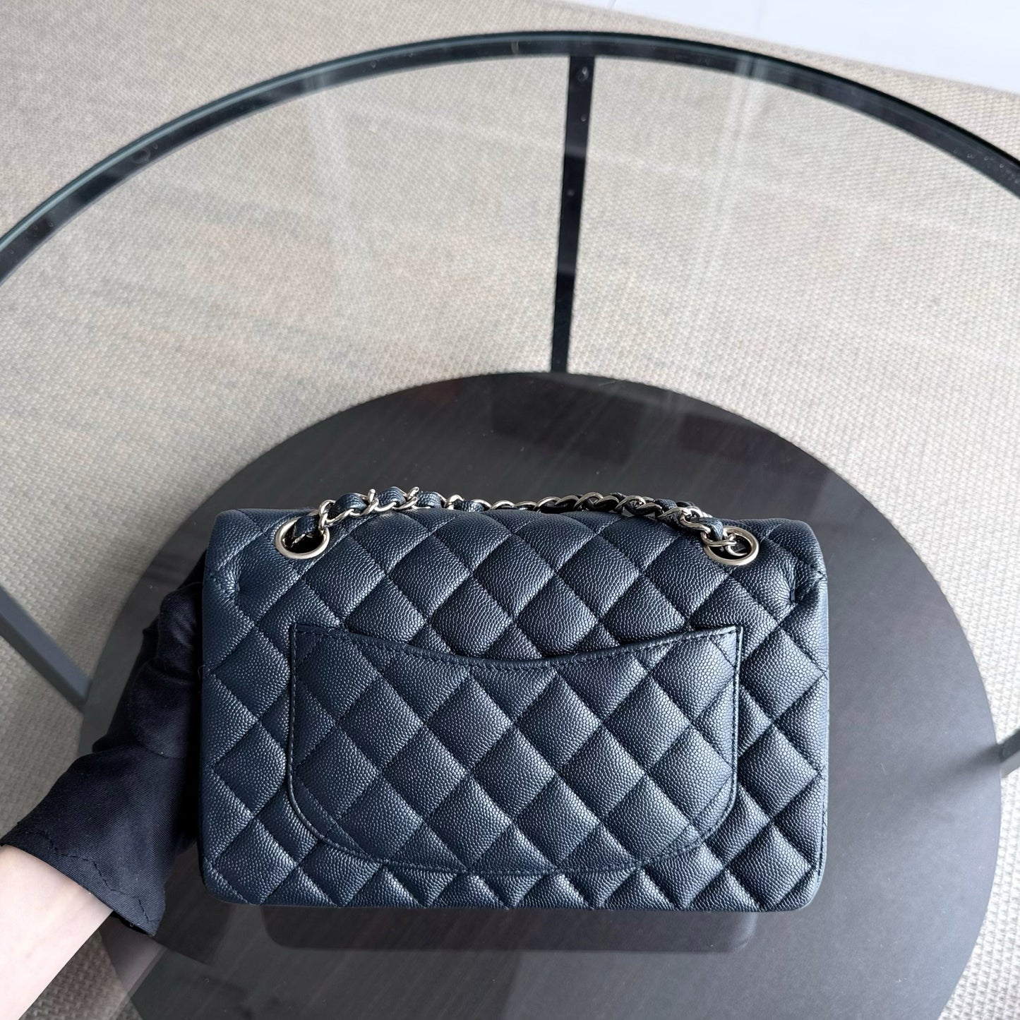 Chanel Classic Flap Small - Caviar Quilted Grained Calfskin Dark Midnight Blue Gold Hardware Series 26