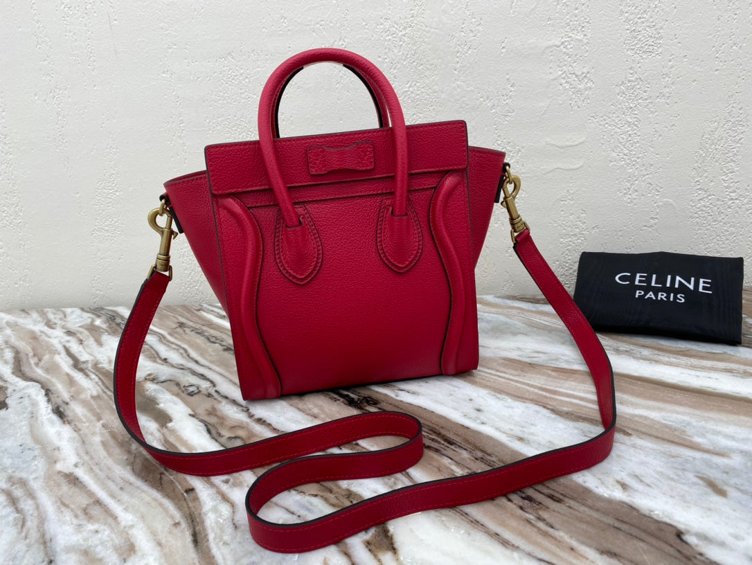 Top Quality Nano LuGucciage Bag In Drummed Red For Women 8in/20cmÂ