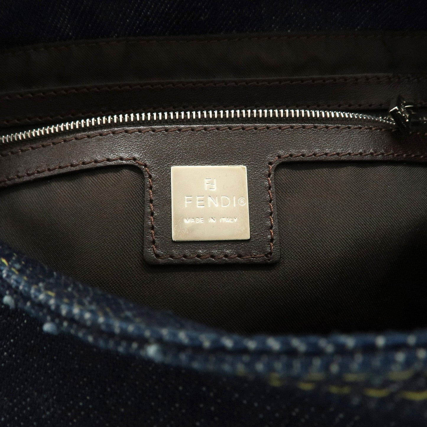 FENDI Denim Leather Mamma Baguette Shoulder Bag 26325 d
