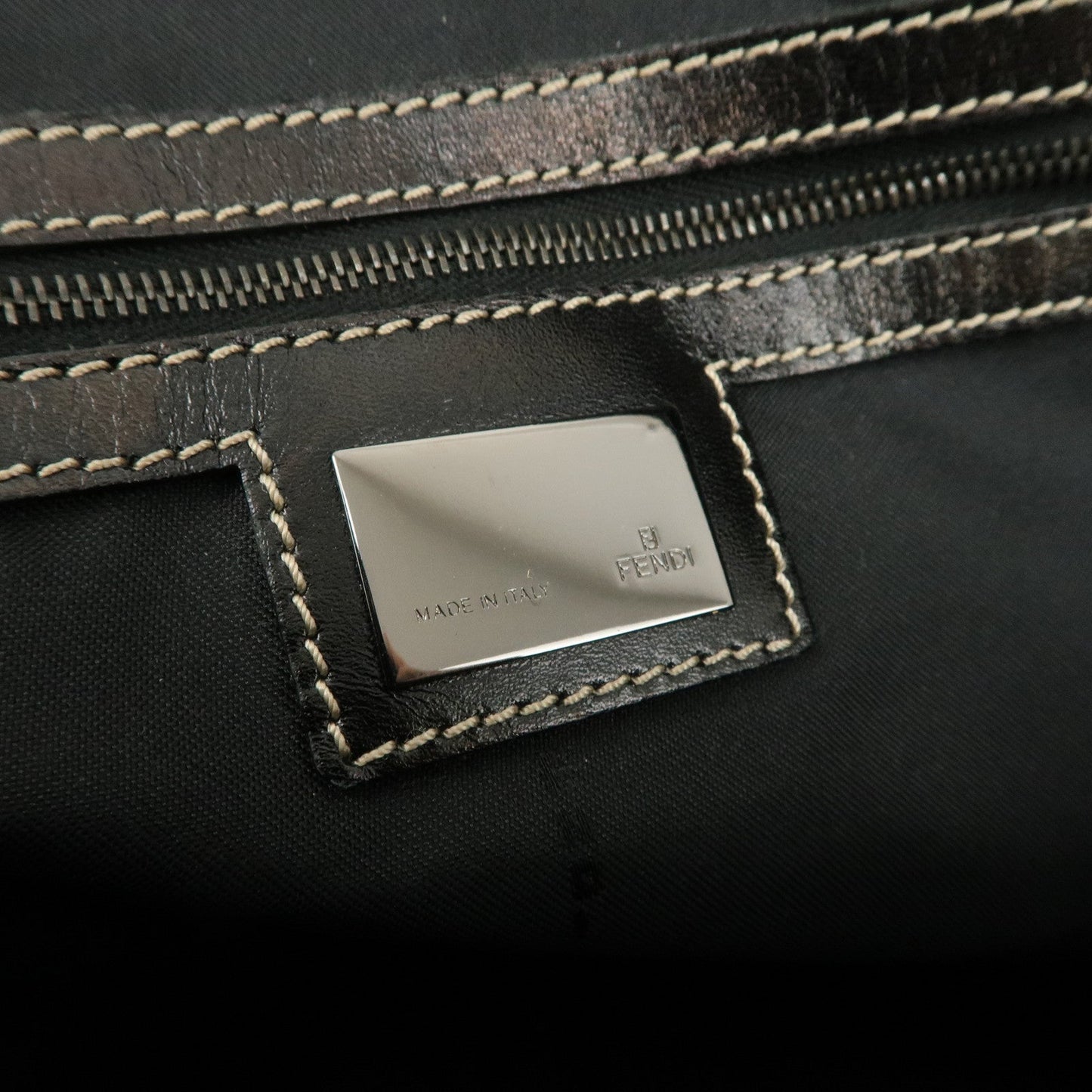 FENDI Zucchino Canvas Leather Mini Boston Bag Black 8BN005 d