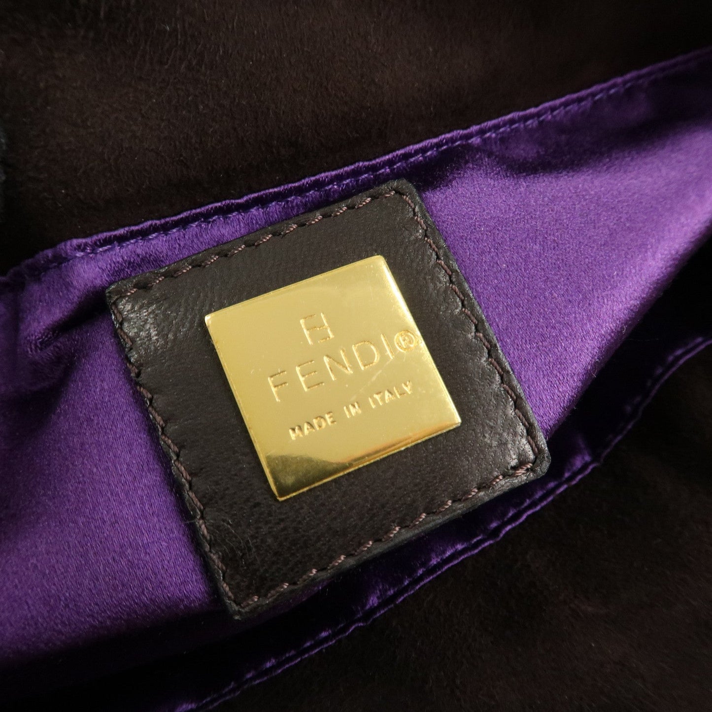 FENDI Suede Leather Shoulder Bag Dark Brown 26722 d