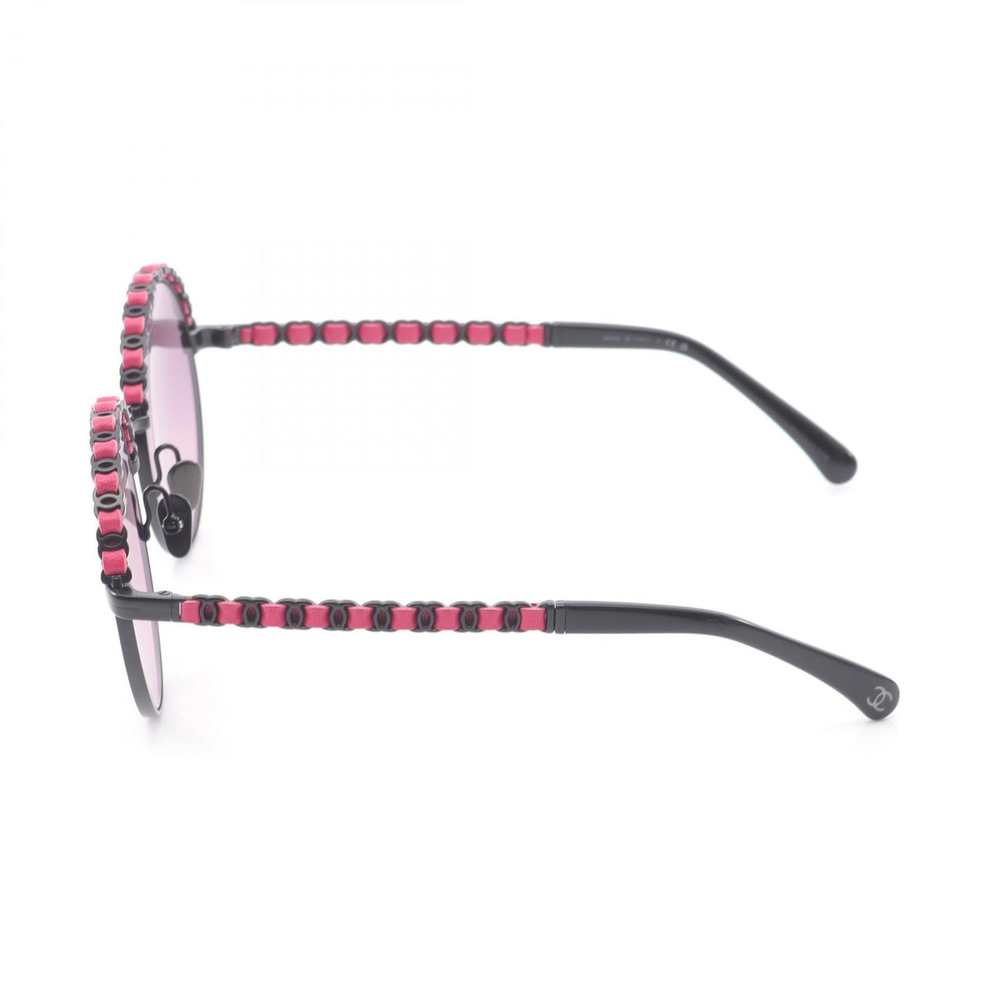 Chanel Coco Mark Leather Metal Sunglasses