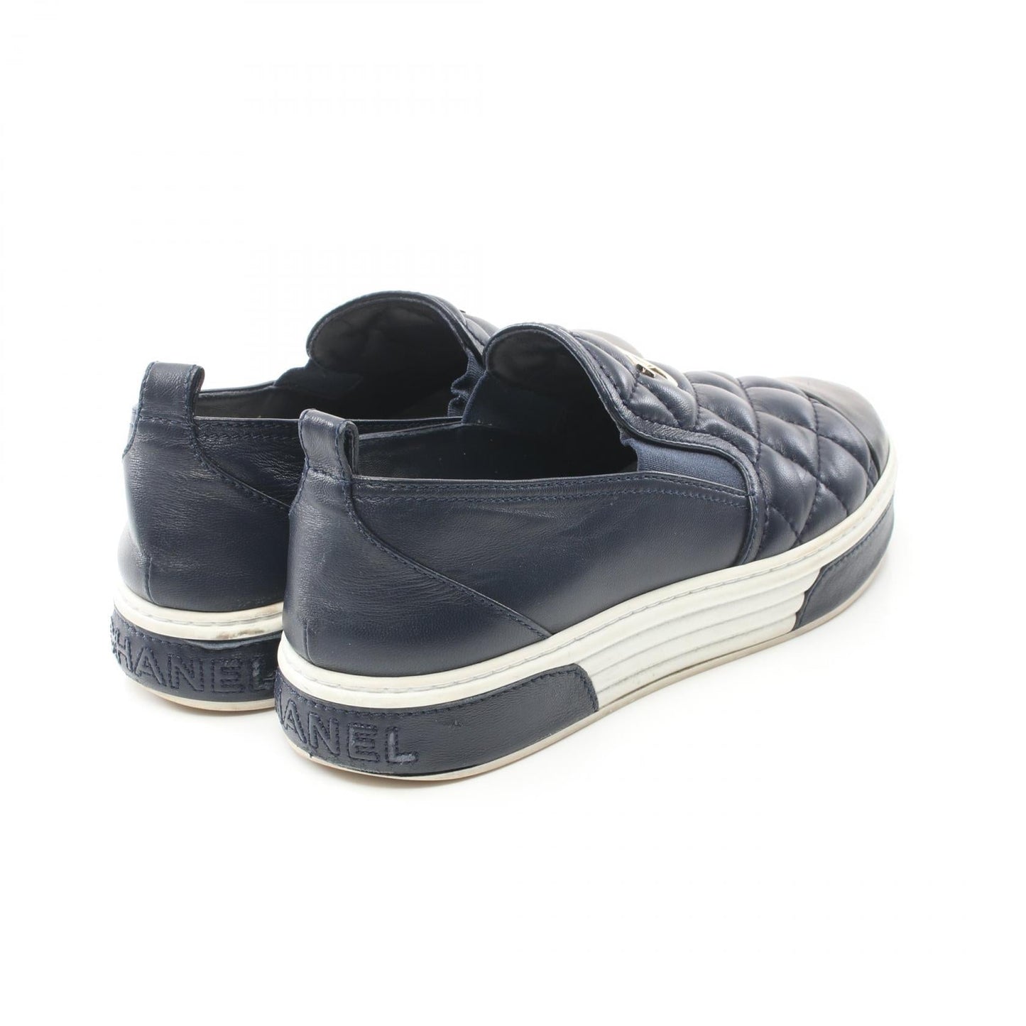 Chanel Coco Mark Leather Slip-on Shoes