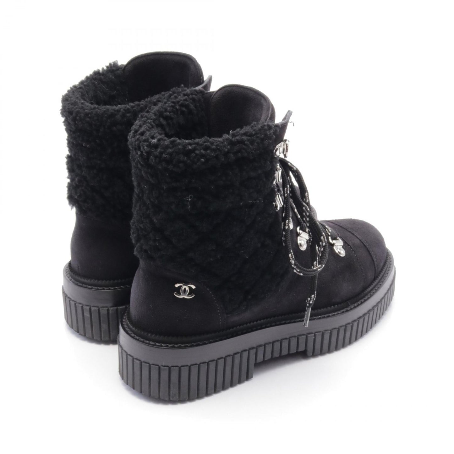 Chanel Matelasse Suede Shearling Boots