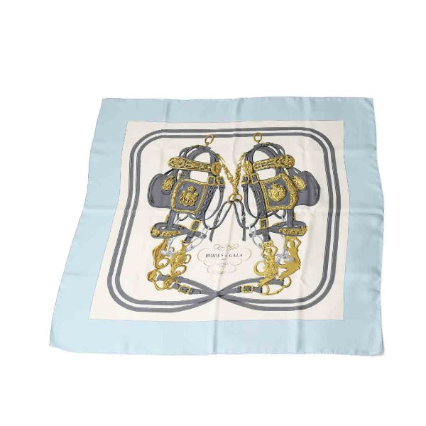 HERMES scarf silk light blue scarf Carre90 silk Women d