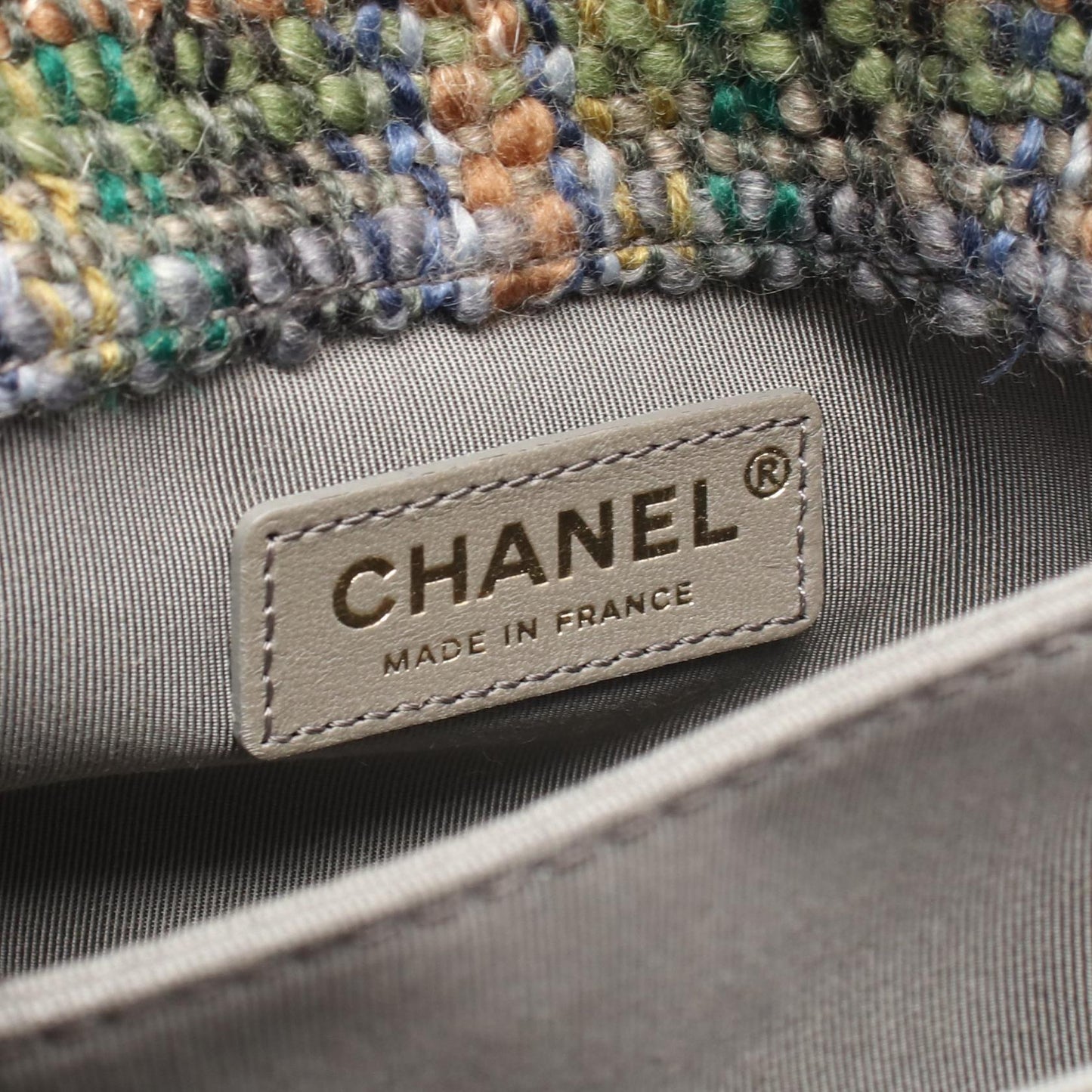 Chanel Coco Mark Wood Top Handle Fabric Bag