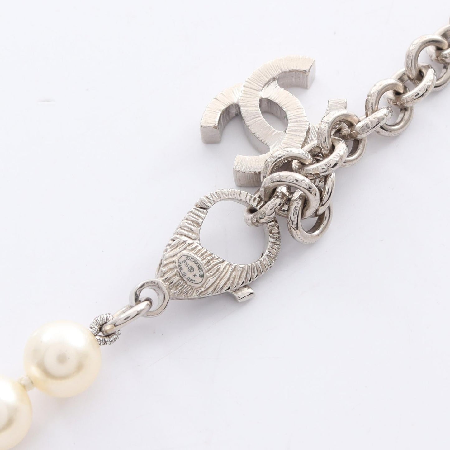 Chanel Coco Mark Necklace Pearl Rhinestone Necklace