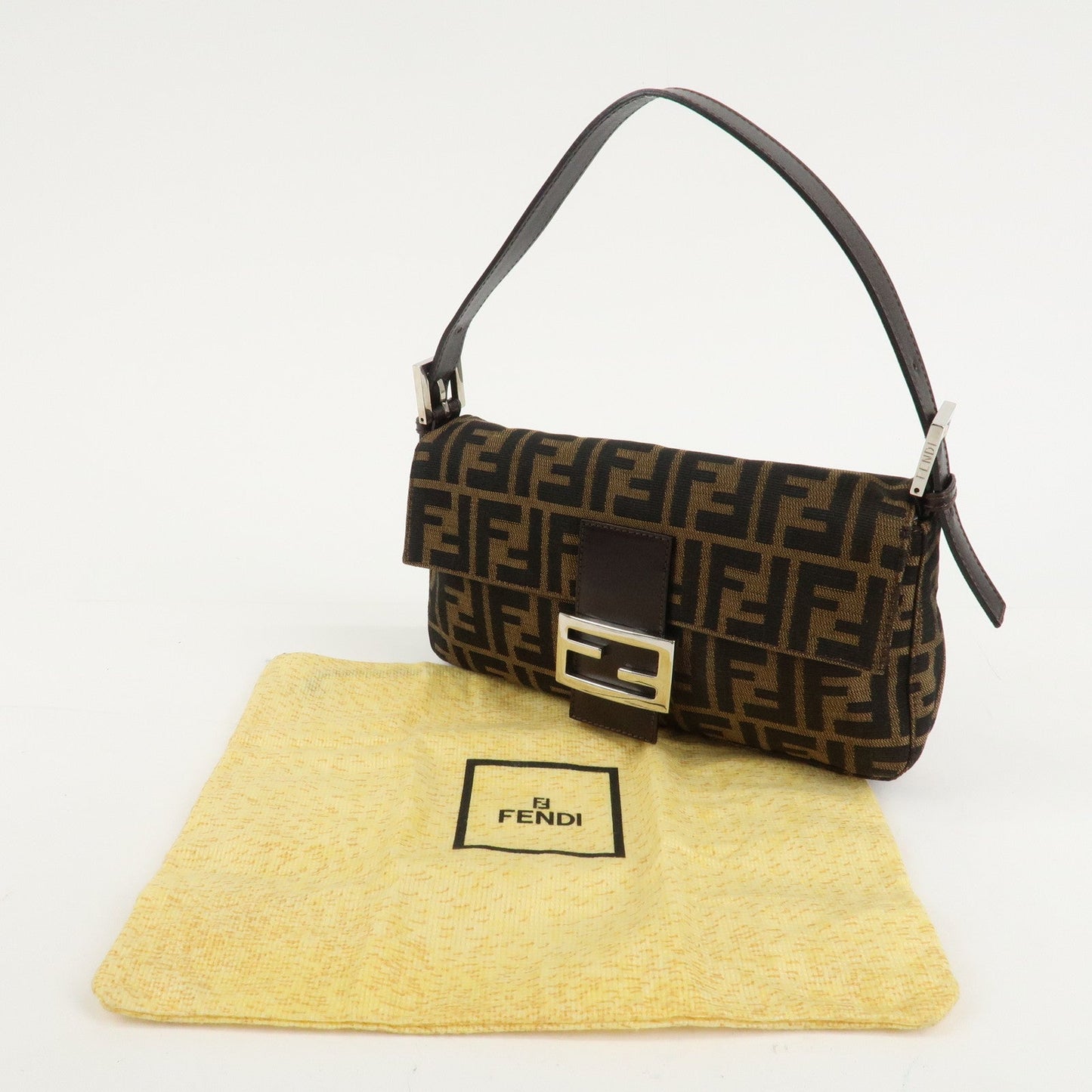 FENDI Mamma Baguette Zucca Canvas Leathr Shoulder Bag 214526424099 d