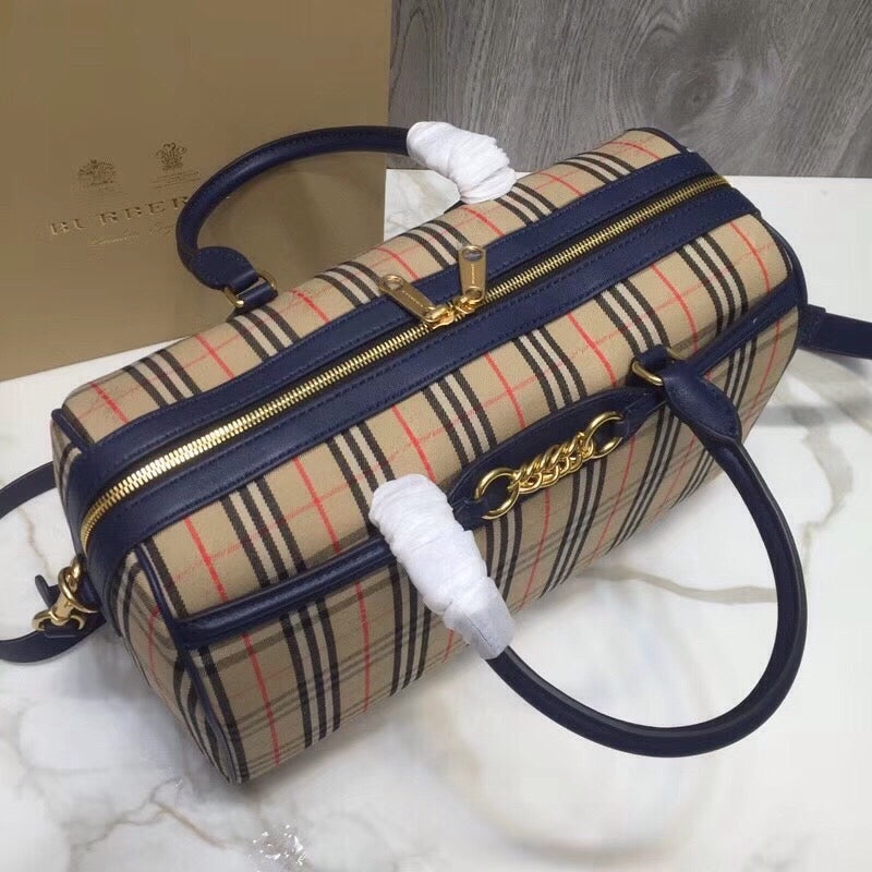Top Quality Small 1983 Check LiNike Bowling Bag Blue/Brown For Women, Women’s Bags 9.1in/23cm