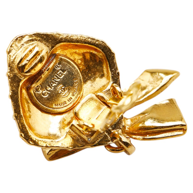 Chanel Rhombus Ribbon Swing Earrings