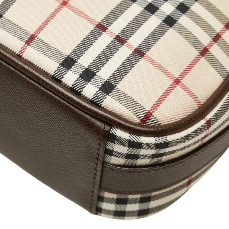 Burberry Nova Check Canvas Leather Shoulder Bag