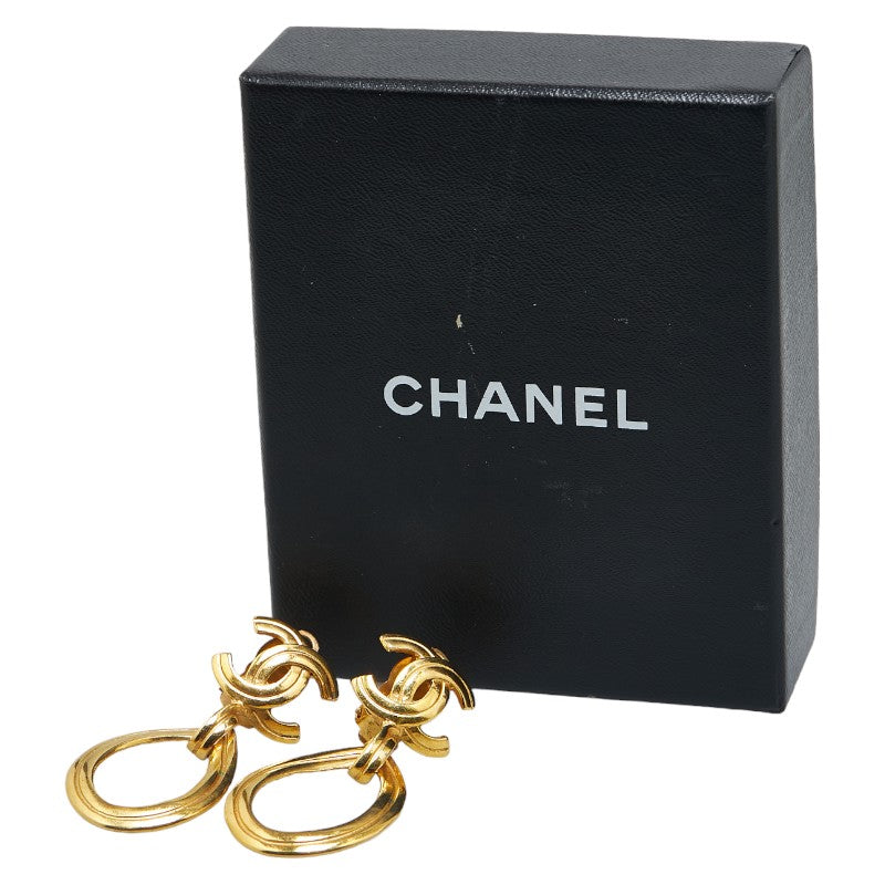 Chanel Coco Mark Swing Tear Drop Earrings