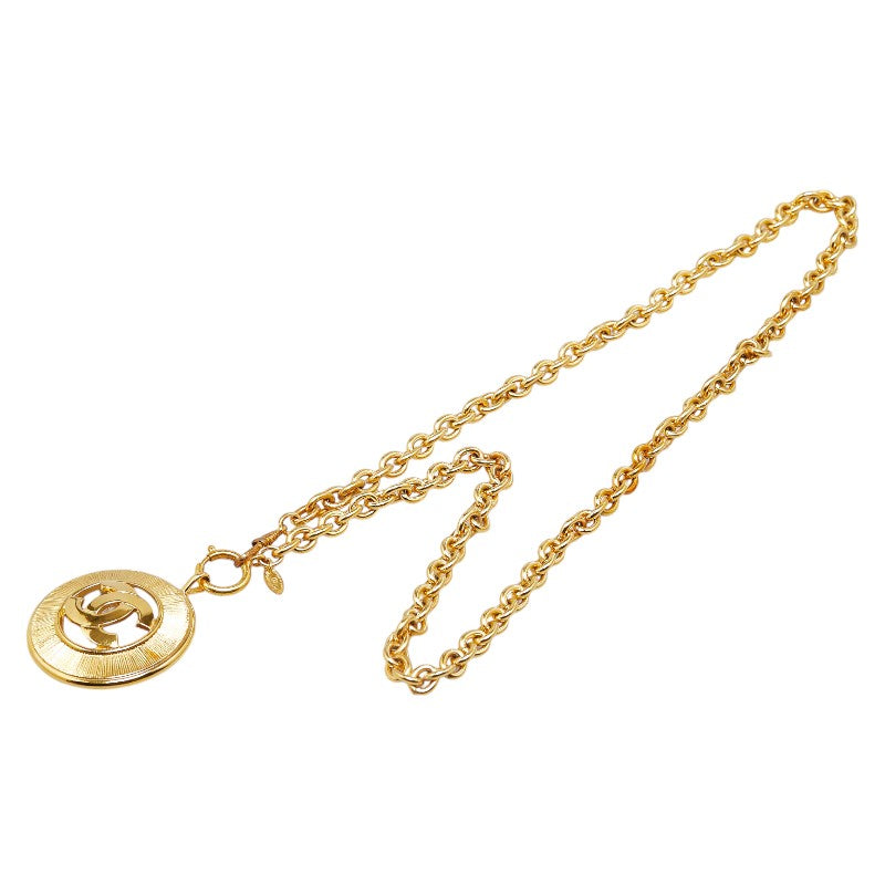 Chanel Coco Mark Round Necklace Gold Plated