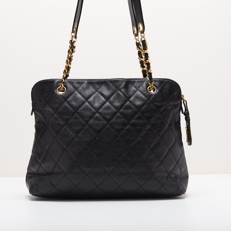 CHANEL / CHANEL Matrasse Flap Double Chain Sder Caviar S Black Shoulder Bag Lady Bag Hybrid ? Ship? Yaboo Online