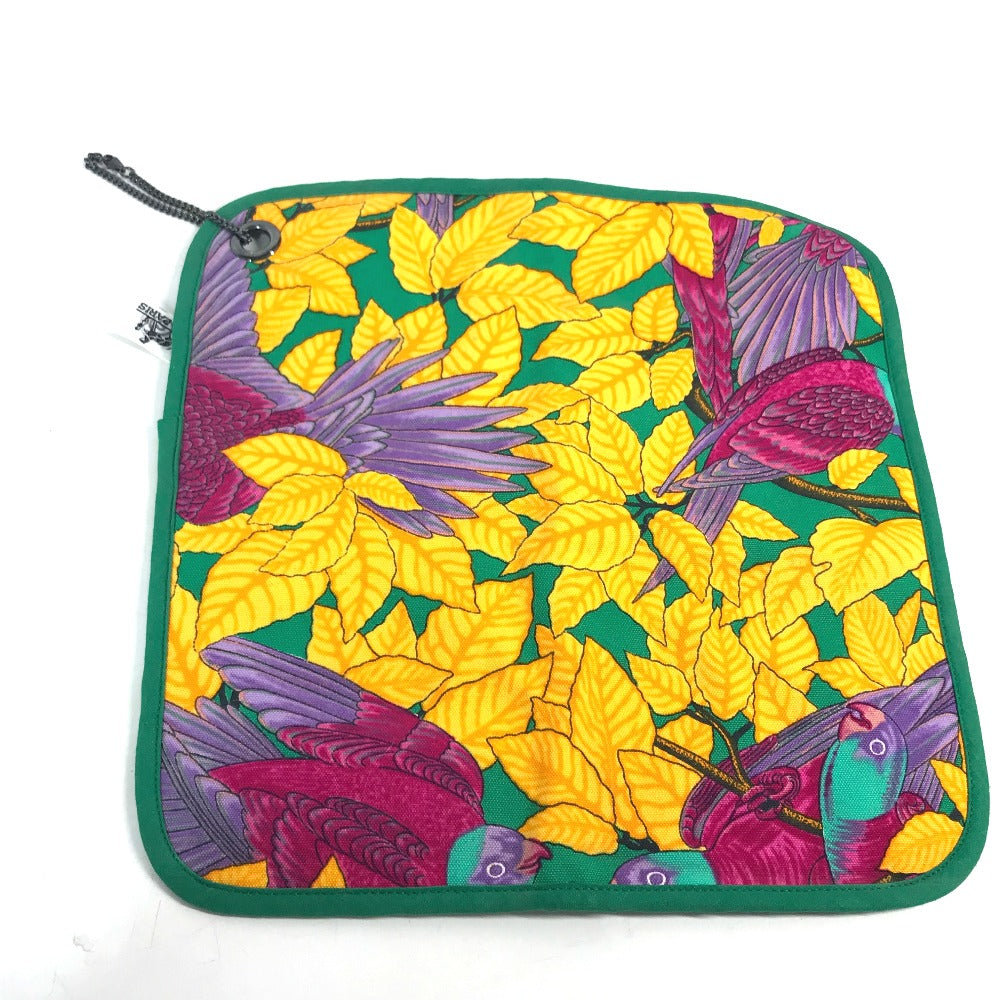 HERMES towel cotton green vintage Bird pattern Women d
