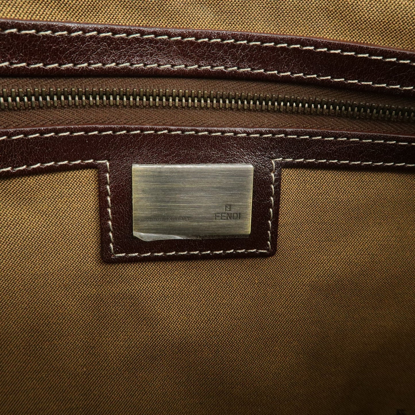 FENDI Ethnico Zucca Canvas Leather Shoulder Bag Beige Brown 8BN162 d