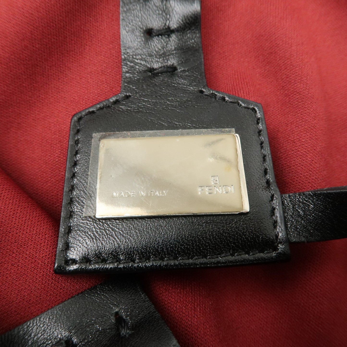 FENDI Zucchino Canvas Leather Mini Tote Bag Red Black 8BH056 d