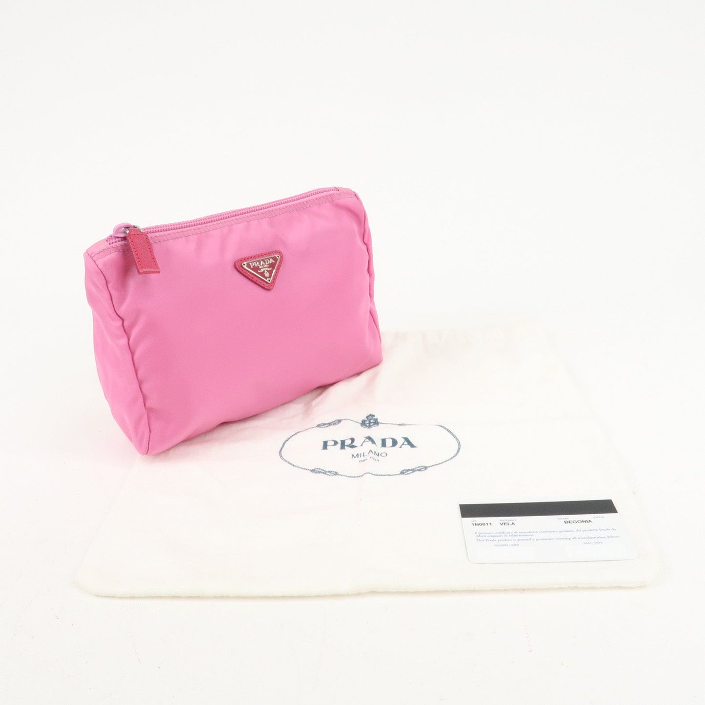 PRADA Nylon Saffiano Leather Pouch Begonia 1N0011 d