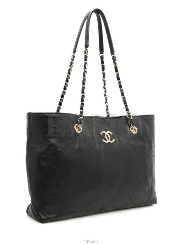 Black Matrasse Chain Shoulder Bag Quilted Medium Shopper AS2442 Chanel