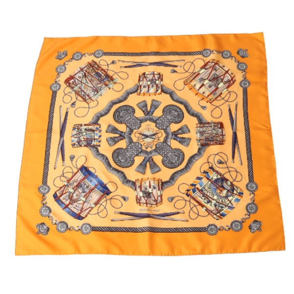 HERMES scarf silk Orange scarf Carre90 100% silk Women d