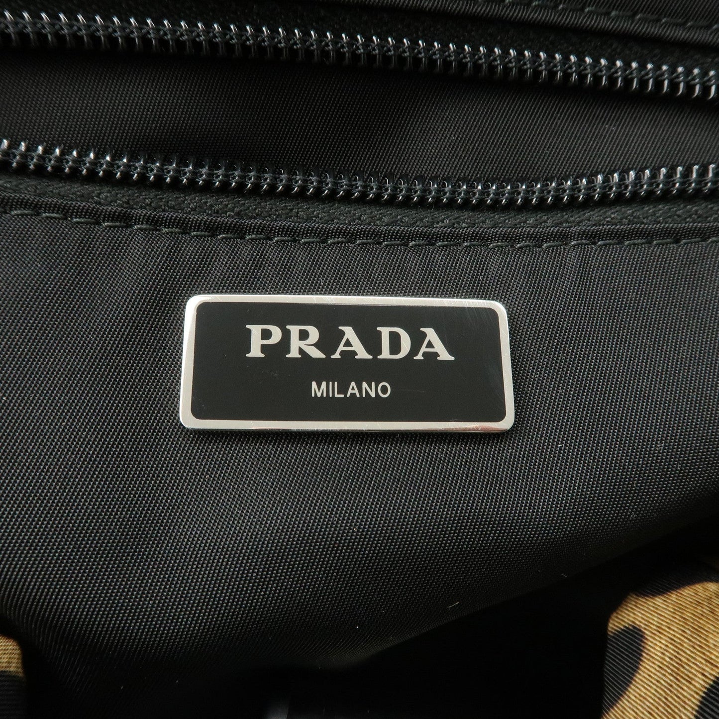 PRADA Nylon Leopard Print Back Pack Brown Black 2VZ062 d