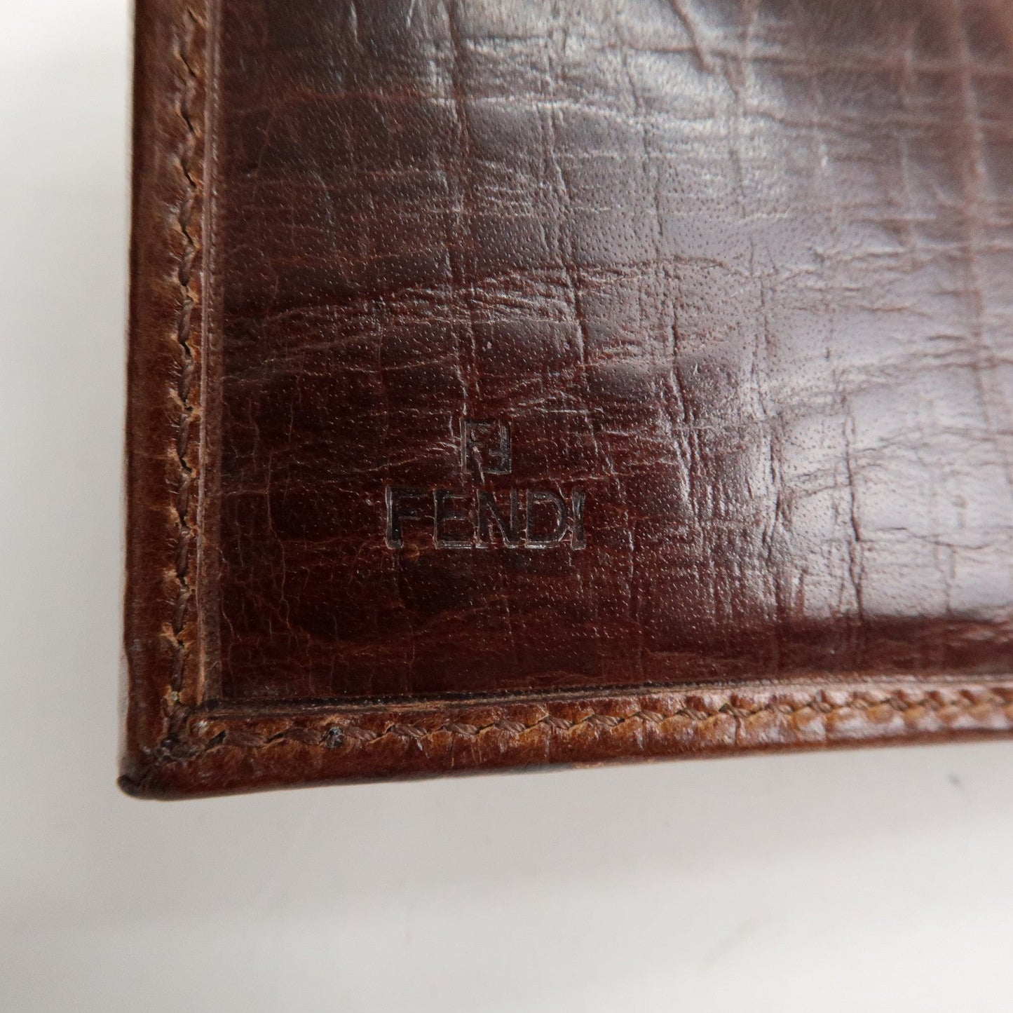 FENDI Zucchino Canvas Leather Tri-fold Wallet Khaki 8M0161 d