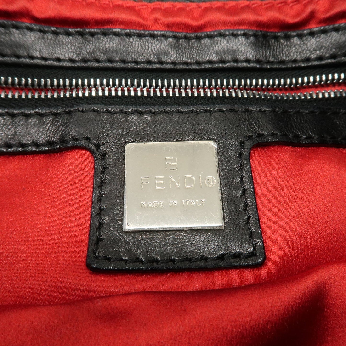 FENDI Mamma Baguette Leather Shoulder Bag Hand Bag Black 26424 d