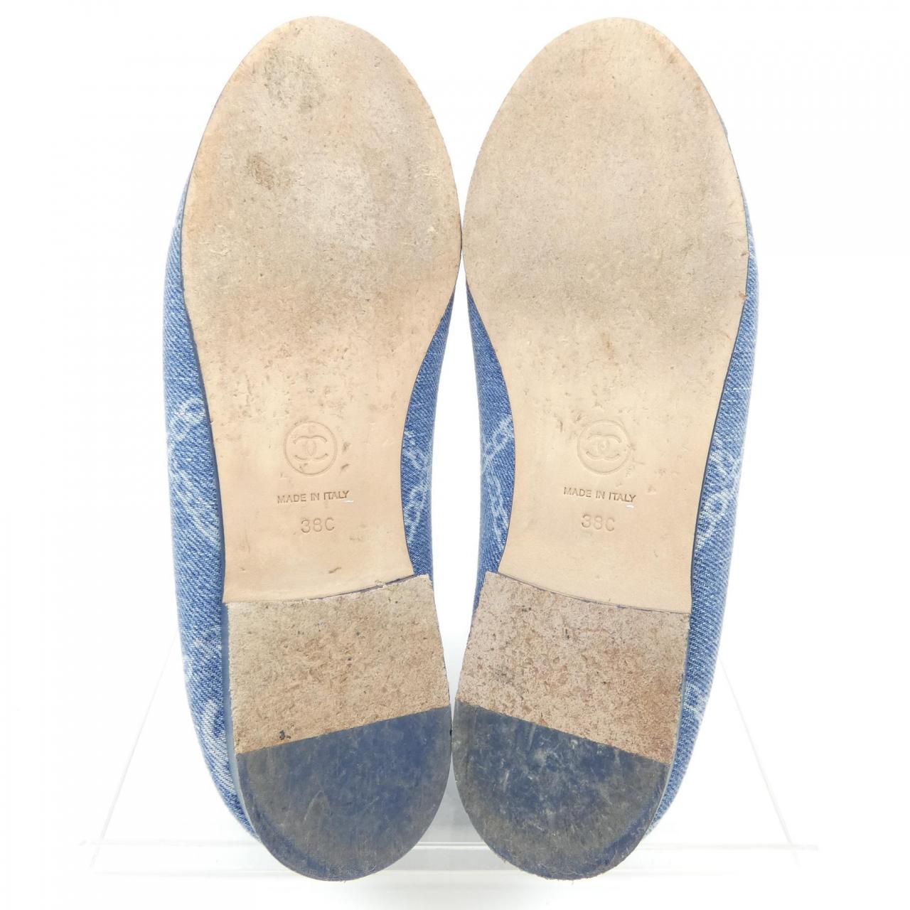 Chanel G02819B13407 Patent Denim Flat Shoes
