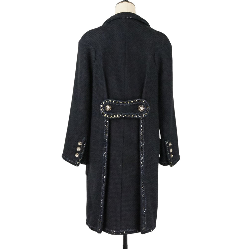 Chanel Embroidery Alpaca Open Front Tweed Coat